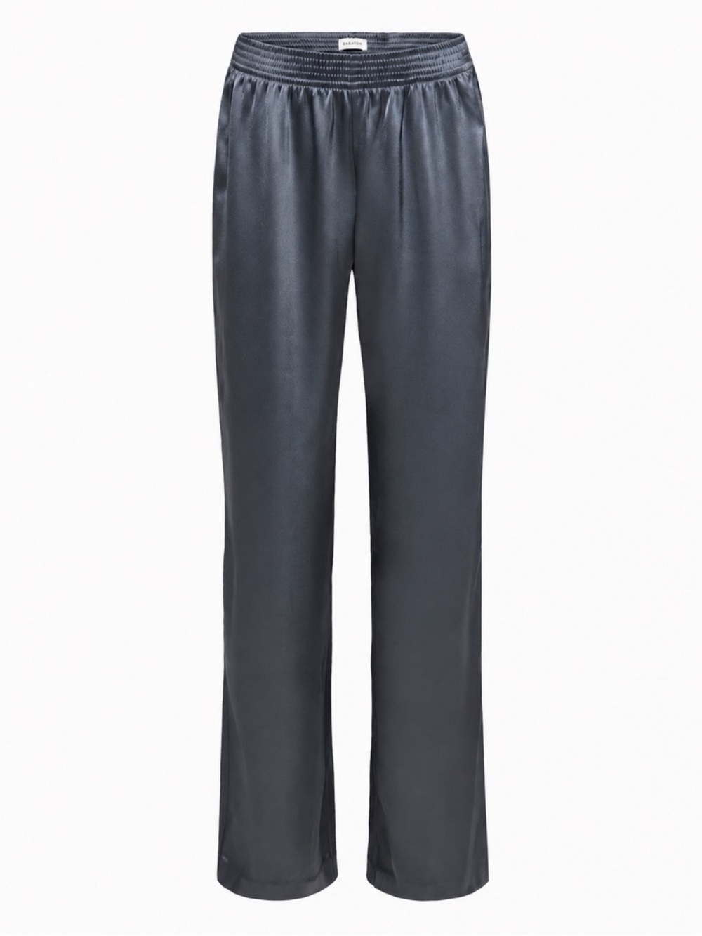 Babaton Satin Wide-Leg Pants in Charcoal Gray